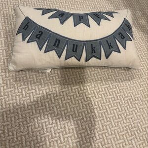 Decorative Cream and Blue Hanukkah Pillow